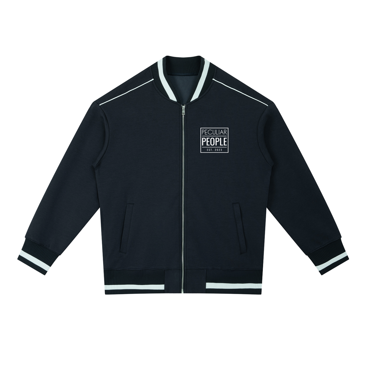 Temple Seal bomber jacket chest logo - Navy Blue