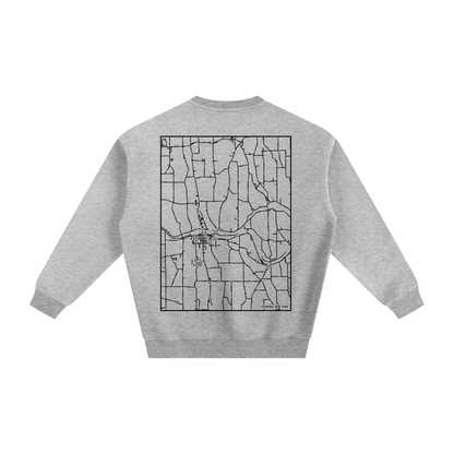 Palmyra map sweatshirt, back print - Heather Gray