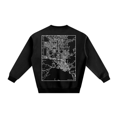 Coeur d'Alene map sweatshirt, back print - Black