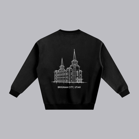 Brigham City Temple back print flat lay - Black