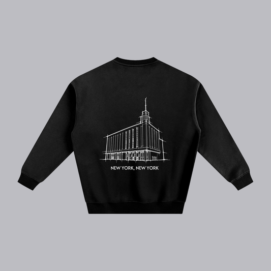 Manhattan Temple back print flat lay - Black