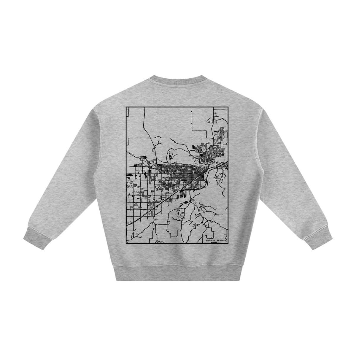 Billings map sweatshirt, back print - Heather Gray