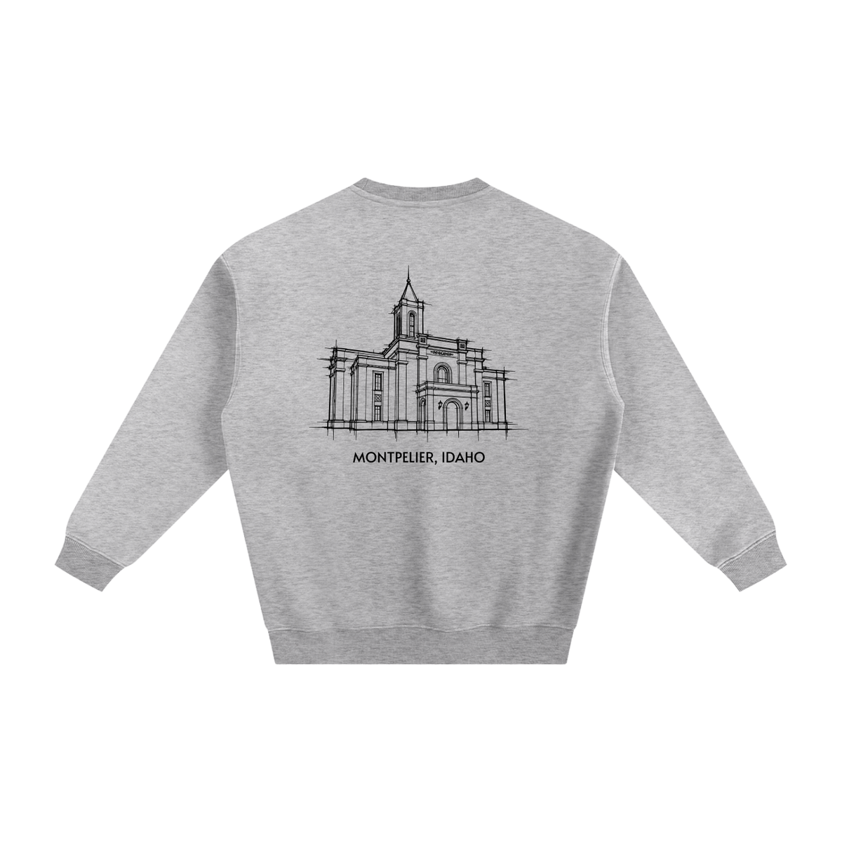 Montpelier Temple back print flat lay - Heather Gray