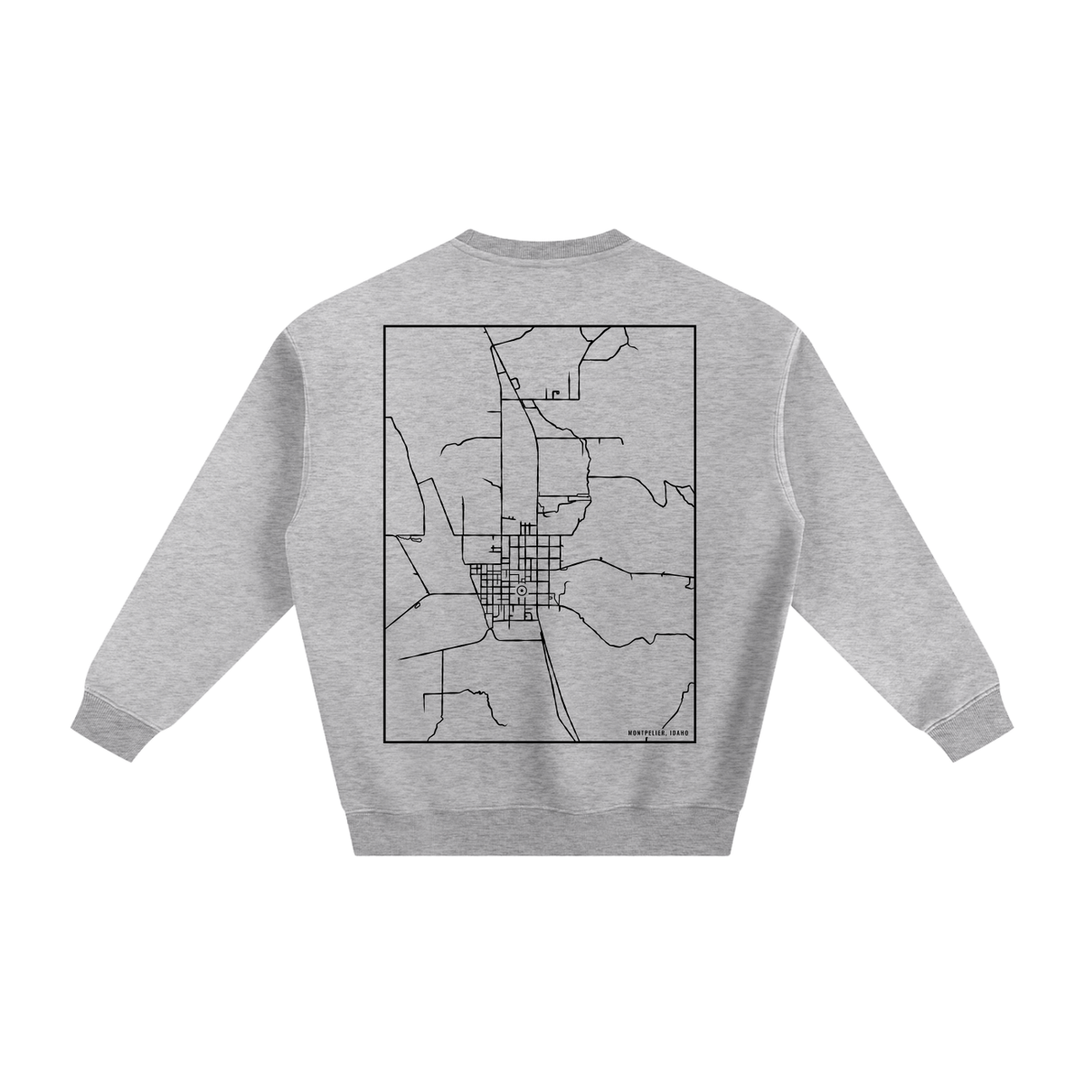 Montpelier map sweatshirt, back print - Heather Gray