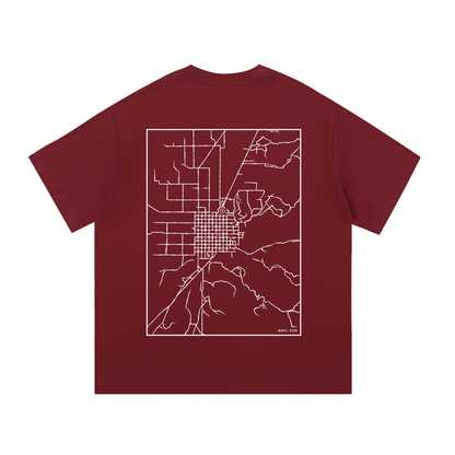 Manti map tee, back print - Maroon