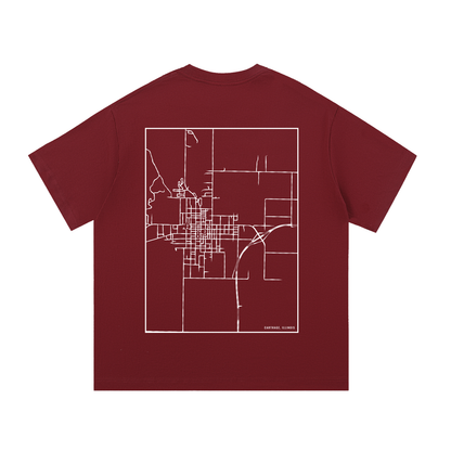 Carthage map tee, back print - Maroon