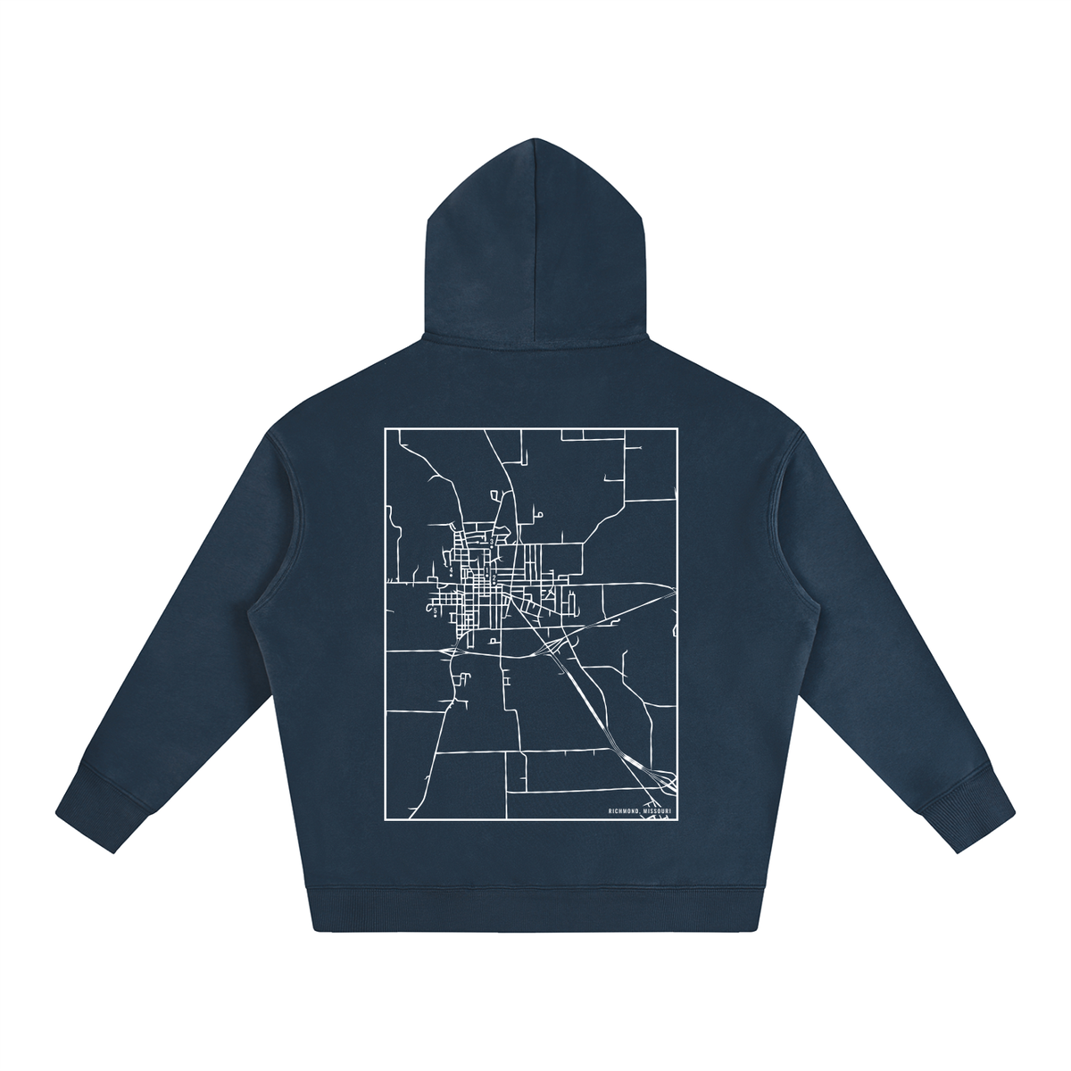 Richmond map hoodie, back print - Navy Blue