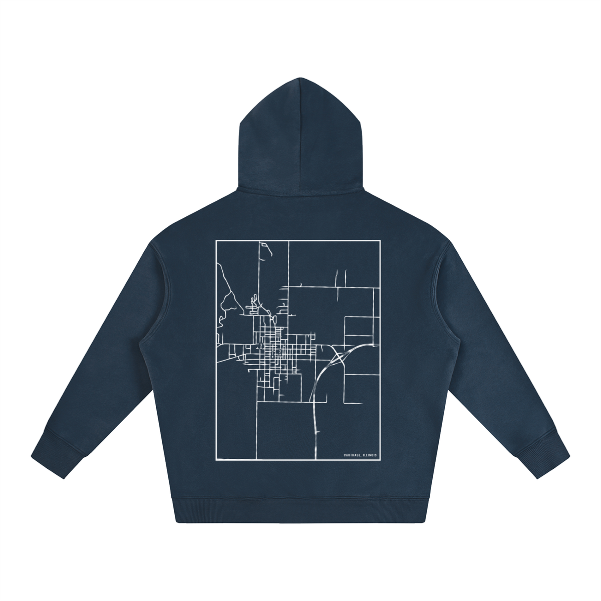 Carthage map hoodie, back print - Navy Blue