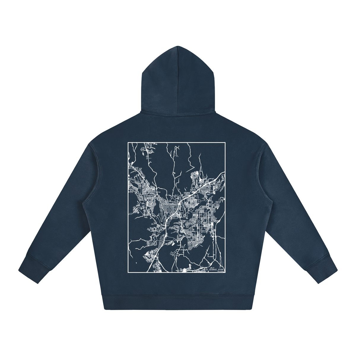 St. George map hoodie, back print - Navy Blue