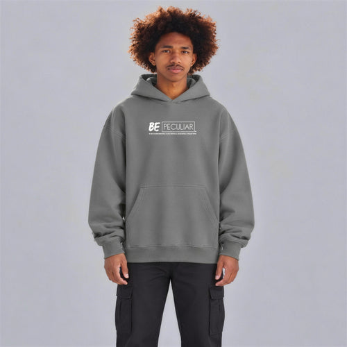 Be Peculiar hoodie front print on model - Gray