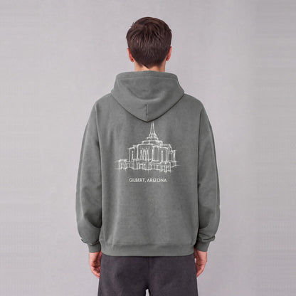 Gilbert Temple back print on model - Gray