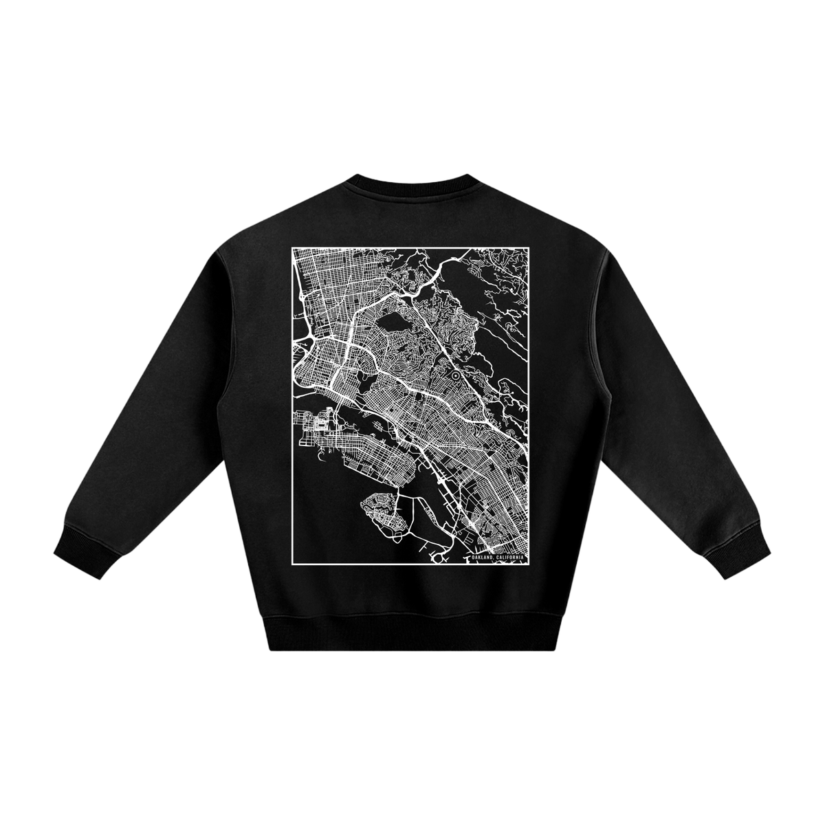 Oakland map sweatshirt, back print - Black