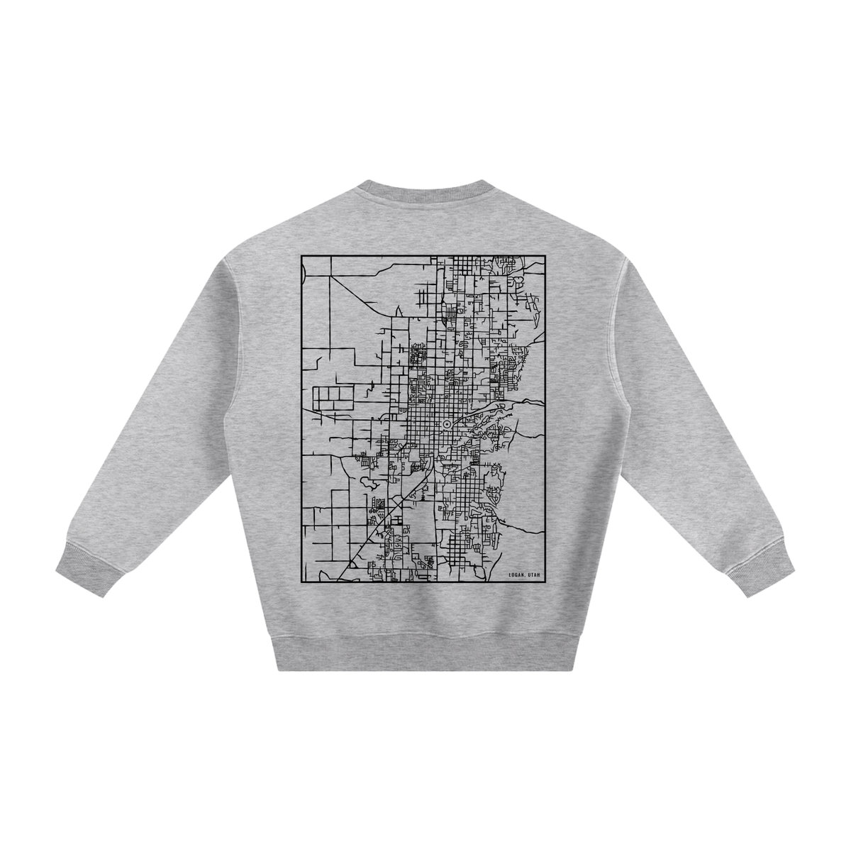 Logan map sweatshirt, back print - Heather Gray