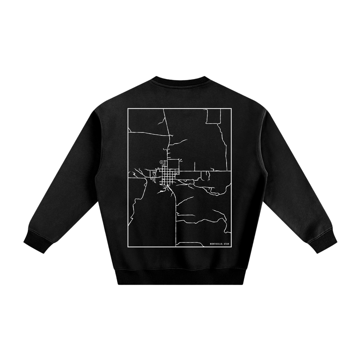 Monticello map sweatshirt, back print - Black