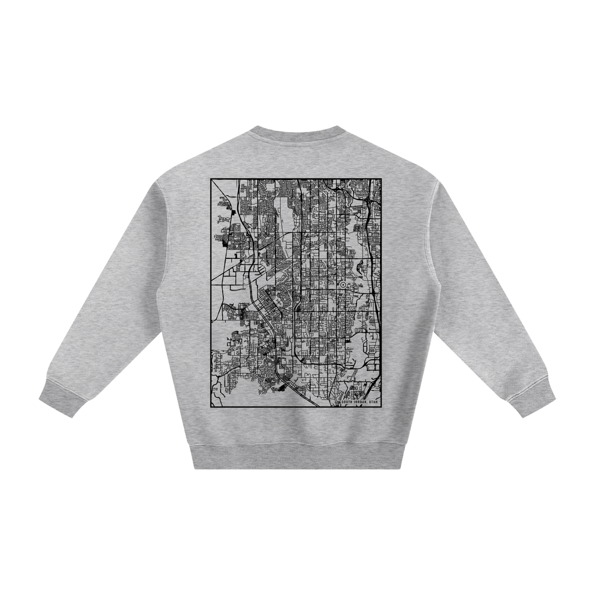 South Jordan map sweatshirt, back print - Heather Gray