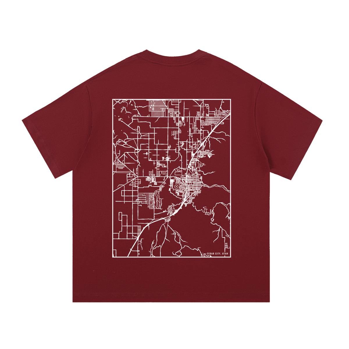Cedar City map tee, back print - Maroon