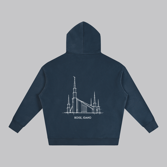 Boise Temple back print flat lay - Navy Blue