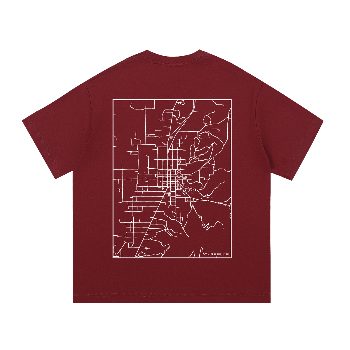 Ephraim map tee, back print - Maroon