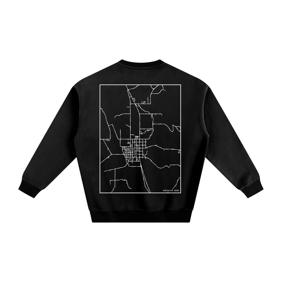 Montpelier map sweatshirt, back print - Black