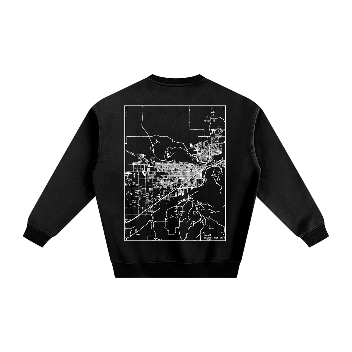 Billings map sweatshirt, back print - Black