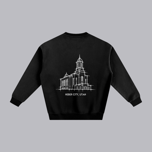 Heber Valley Temple back print flat lay - Black