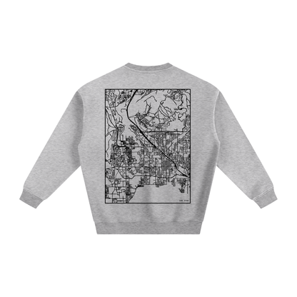 Lehi map sweatshirt, back print - Heather Gray
