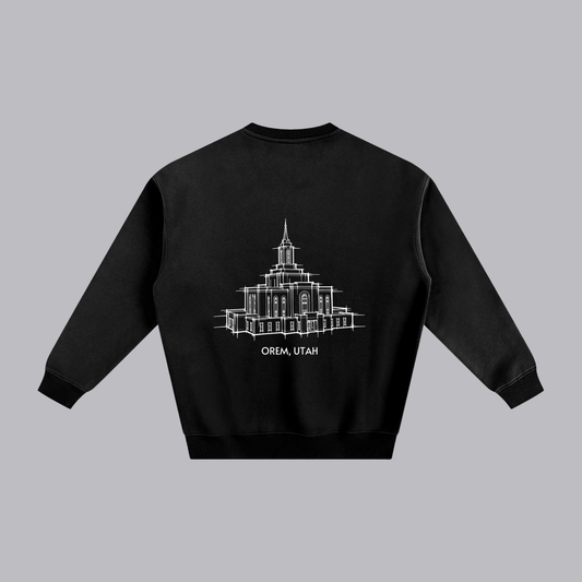 Orem Temple back print flat lay - Black