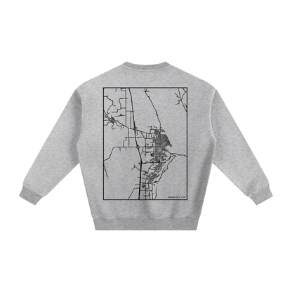 Brigham City map sweatshirt, back print - Heather Gray