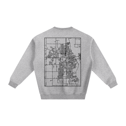 Yuba City map sweatshirt, back print - Heather Gray