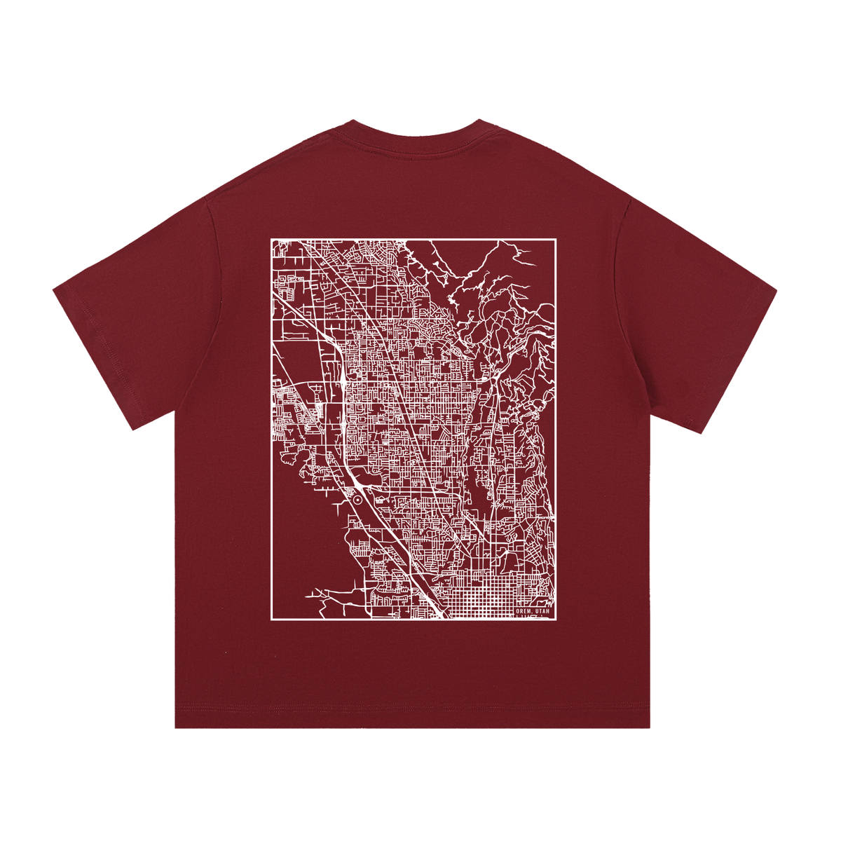 Orem map tee, back print - Maroon