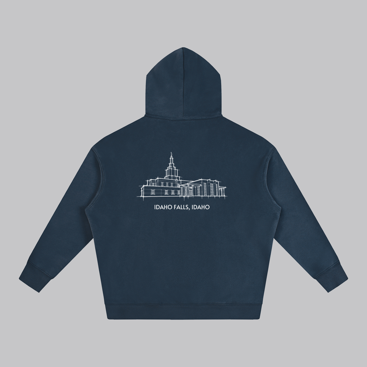Idaho Falls Temple back print flat lay - Navy Blue