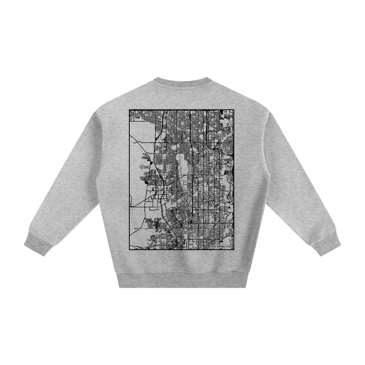 West Jordan map sweatshirt, back print - Heather Gray