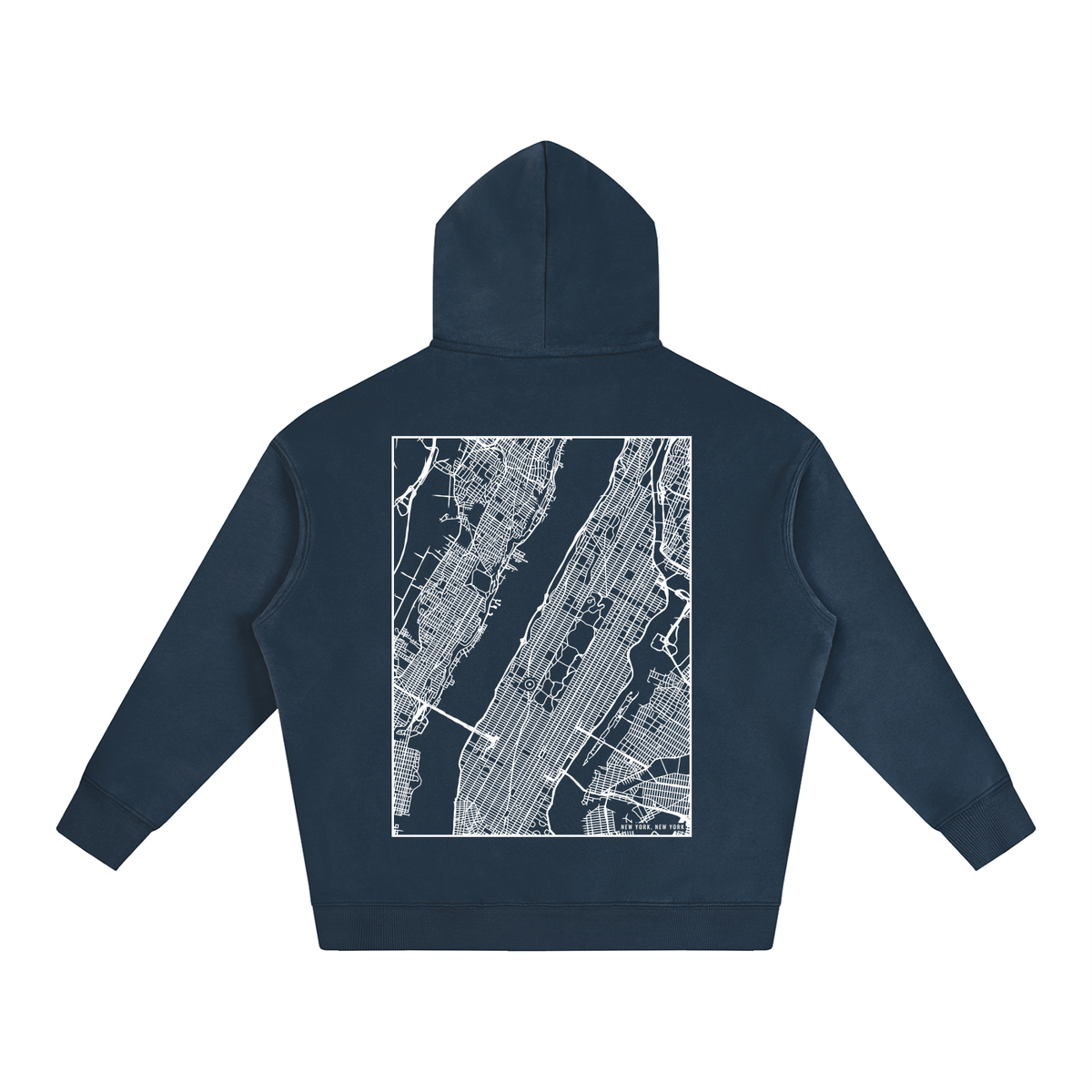 New York map hoodie, back print - Navy Blue