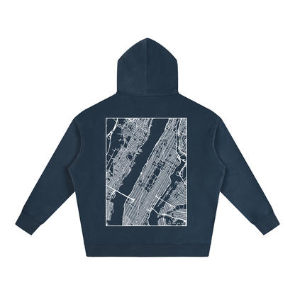 New York map hoodie, back print - Navy Blue