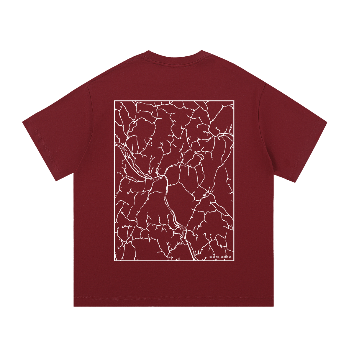 Sharon map tee, back print - Maroon