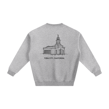 Feather River Temple back print flat lay - Heather Gray