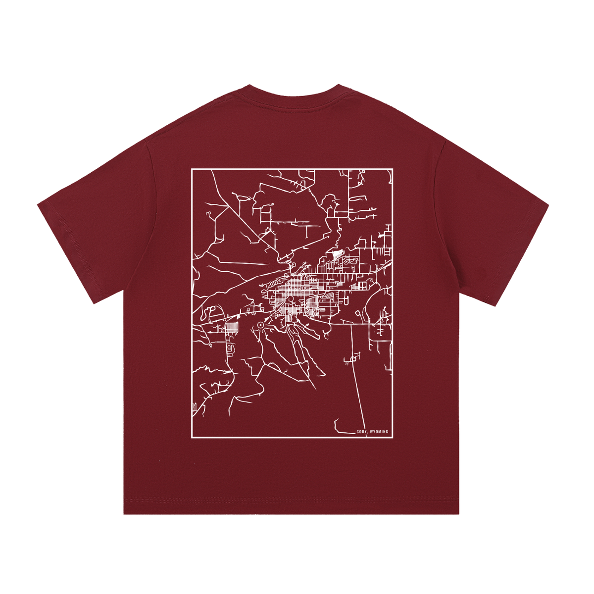 Cody map tee, back print - Maroon