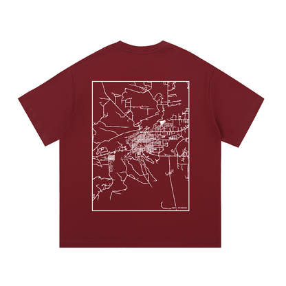 Cody map tee, back print - Maroon