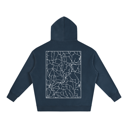 Afton map hoodie, back print - Navy Blue