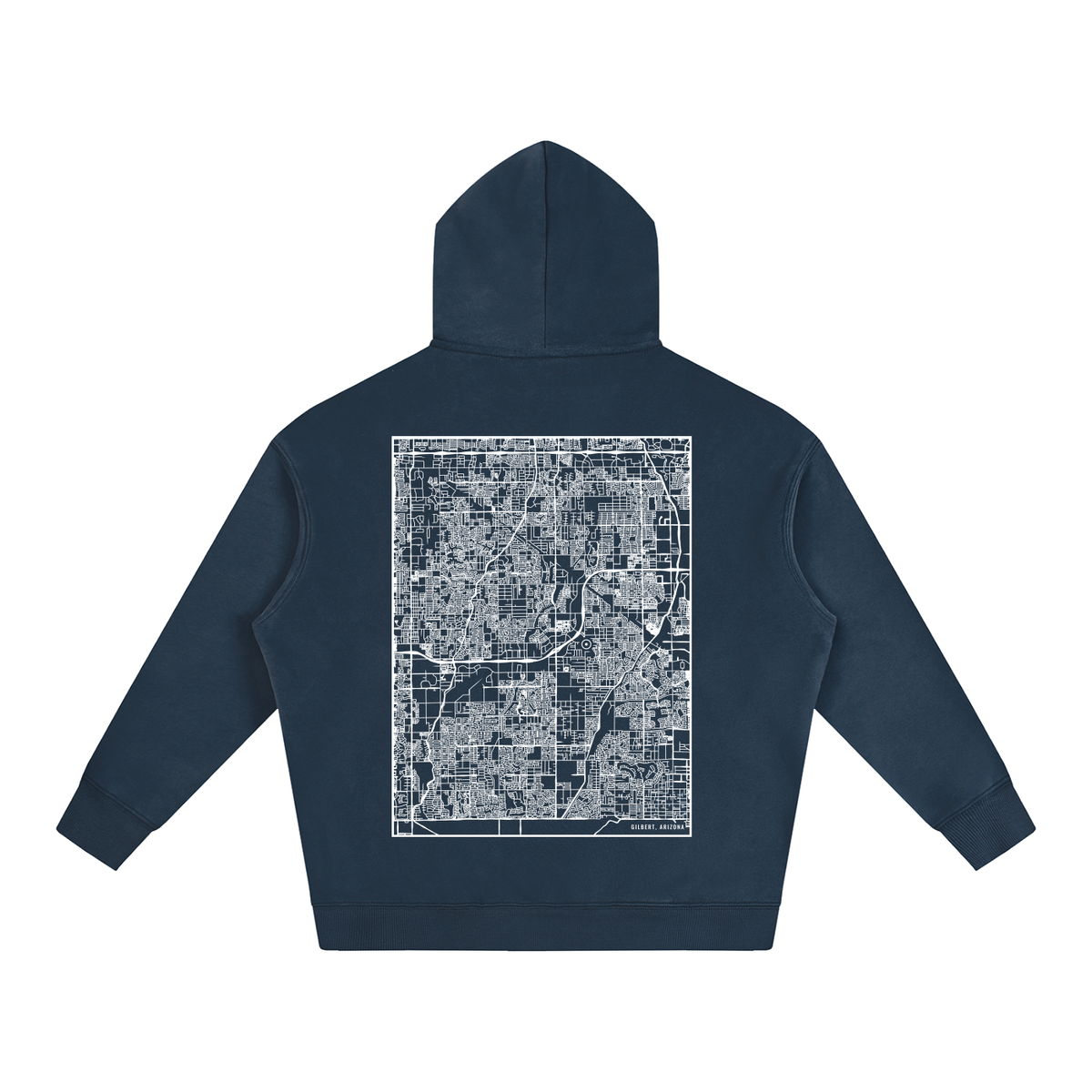 Gilbert map hoodie, back print - Navy Blue