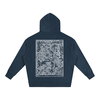 Gilbert map hoodie, back print - Navy Blue
