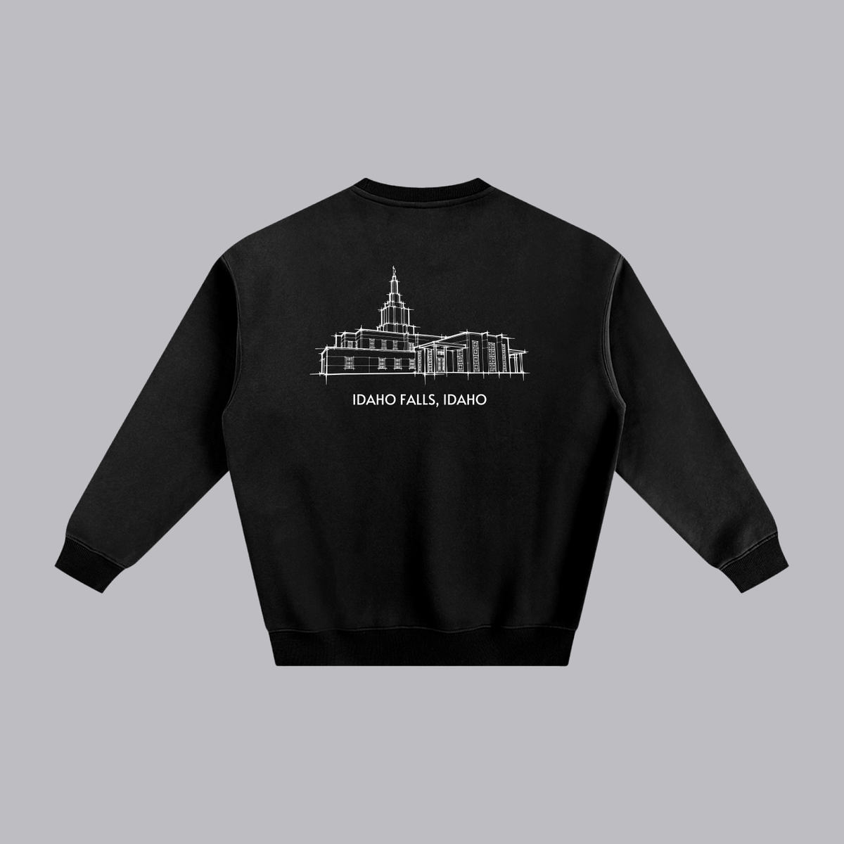 Idaho Falls Temple back print flat lay - Black