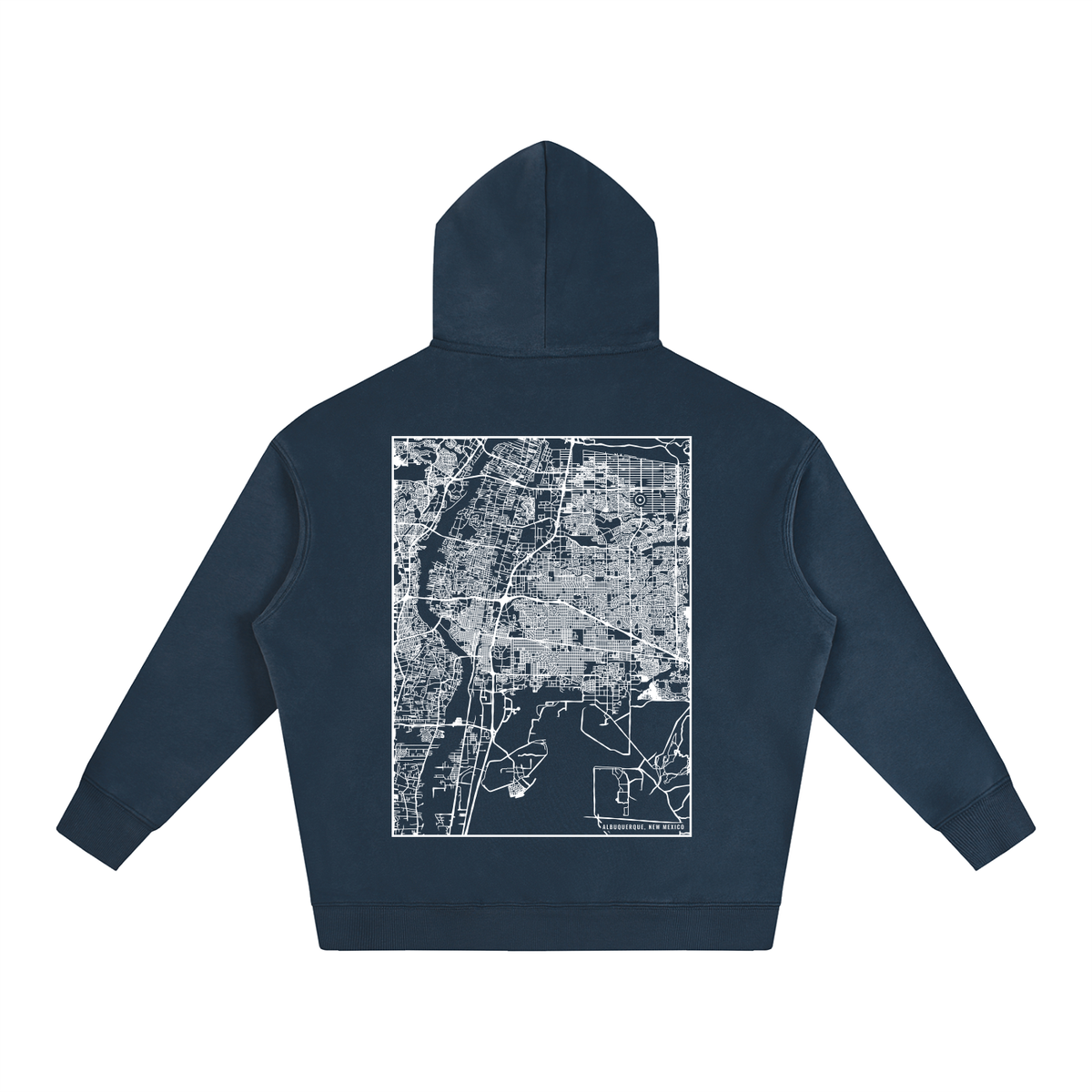 Albuquerque map hoodie, back print - Navy Blue