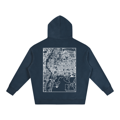 Albuquerque map hoodie, back print - Navy Blue