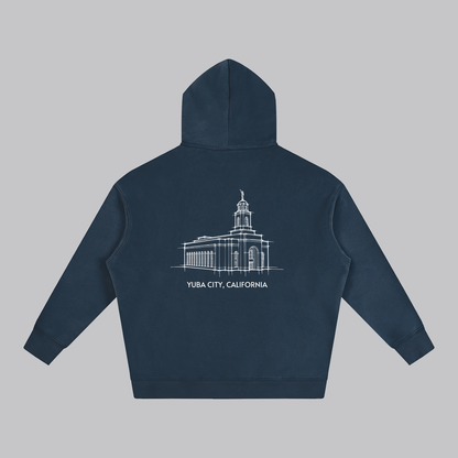 Feather River Temple back print flat lay - Navy Blue