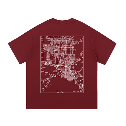 Coeur d'Alene map tee, back print - Maroon