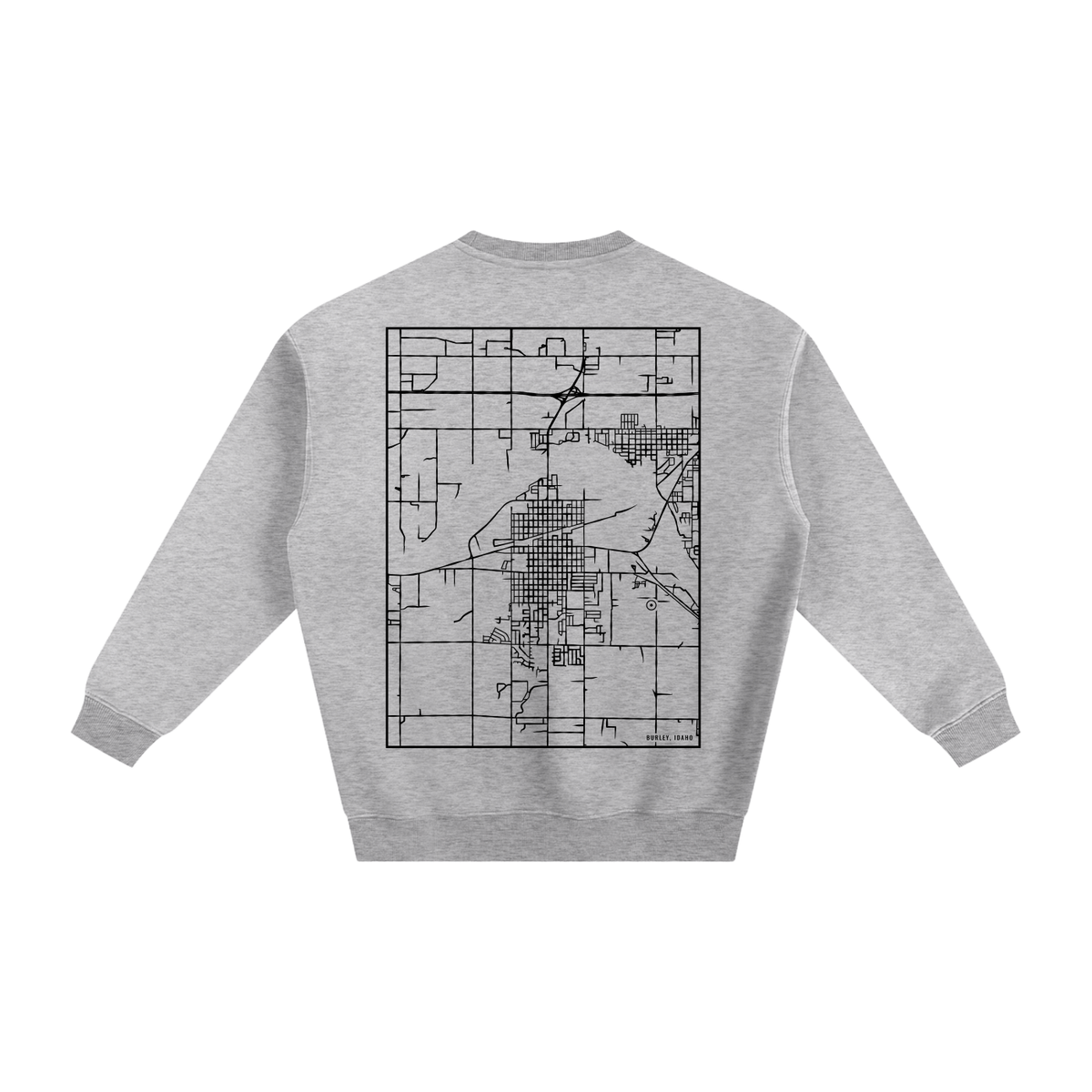 Burley map sweatshirt, back print - Heather Gray