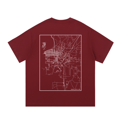 Council Bluffs map tee, back print - Maroon