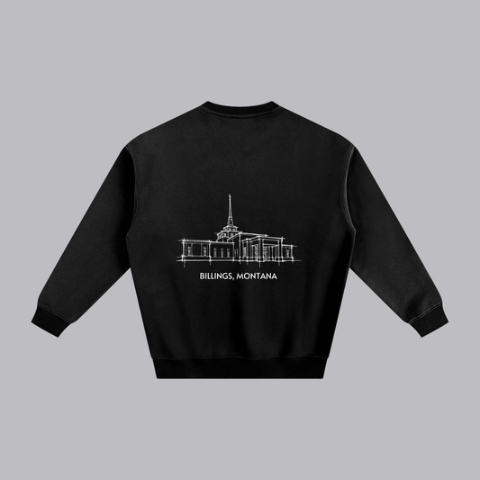 Billings Temple back print flat lay - Black