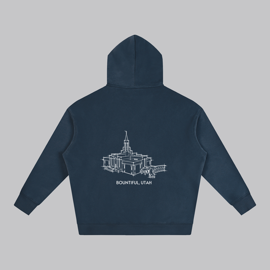 Bountiful Temple back print flat lay - Navy Blue